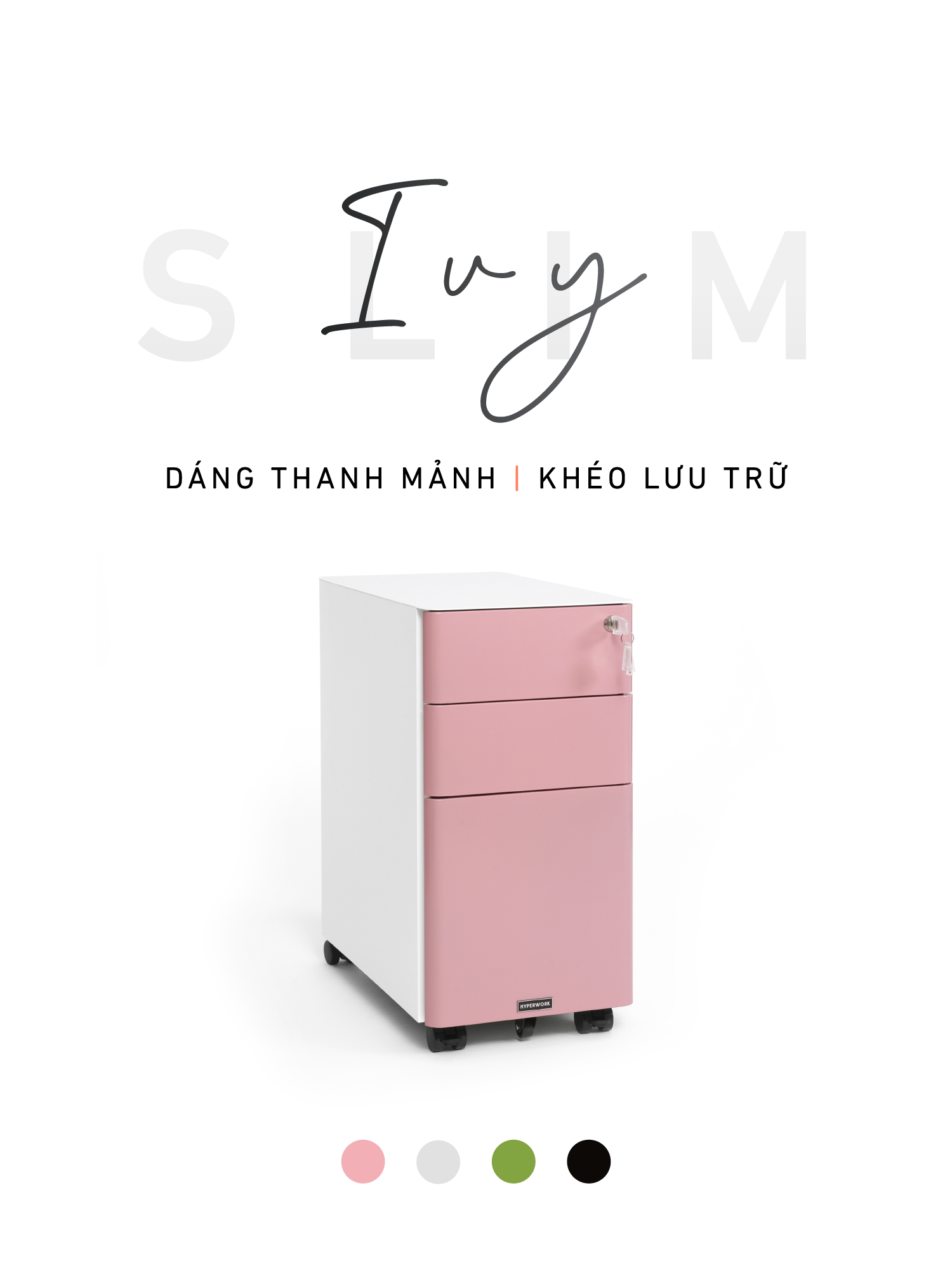 Tủ tài liệu thép di động Ivy Slim - MC02